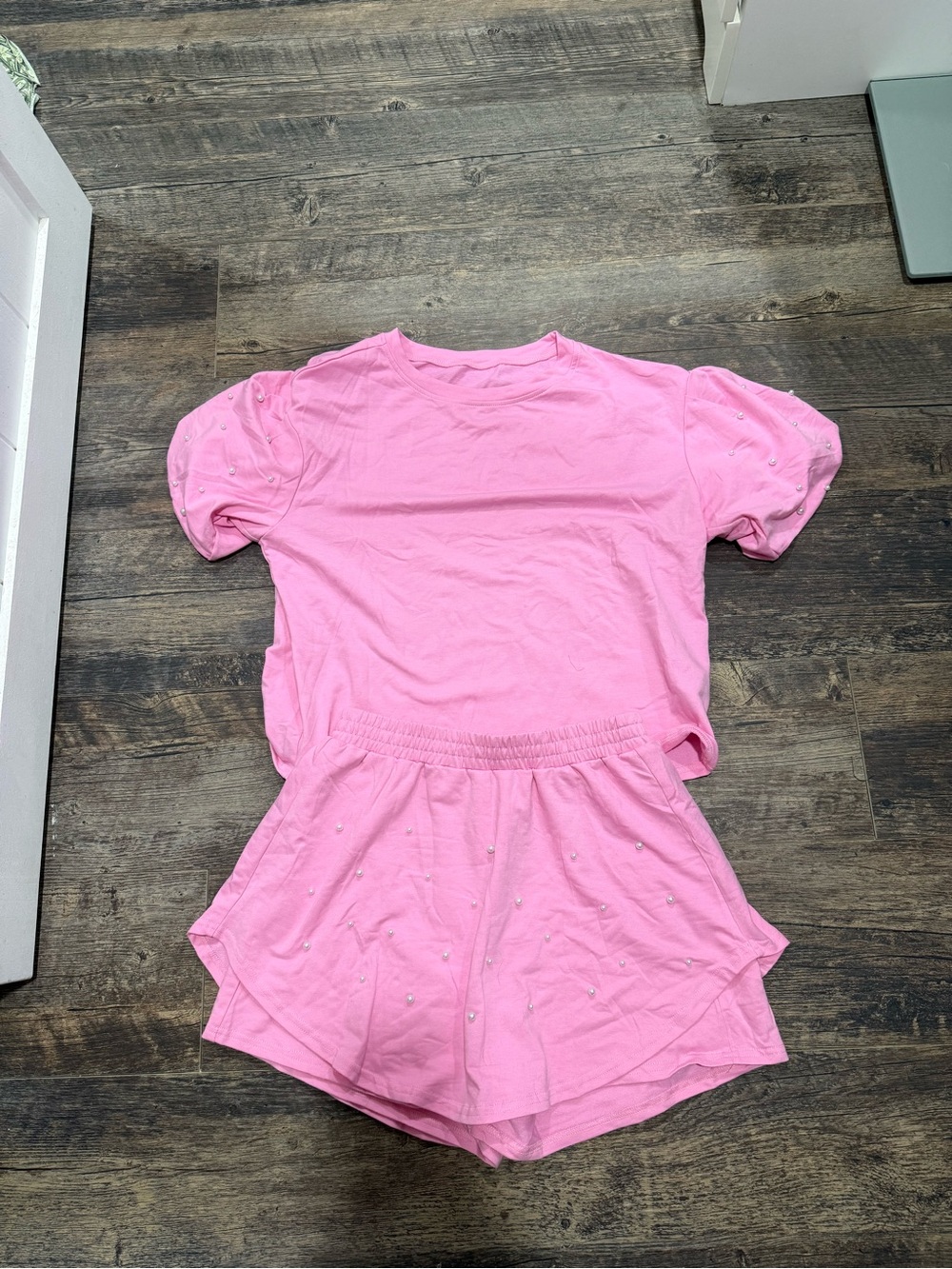 Woman’s Pink Two-Piece Short Set - Soft Knit Top & Shorts